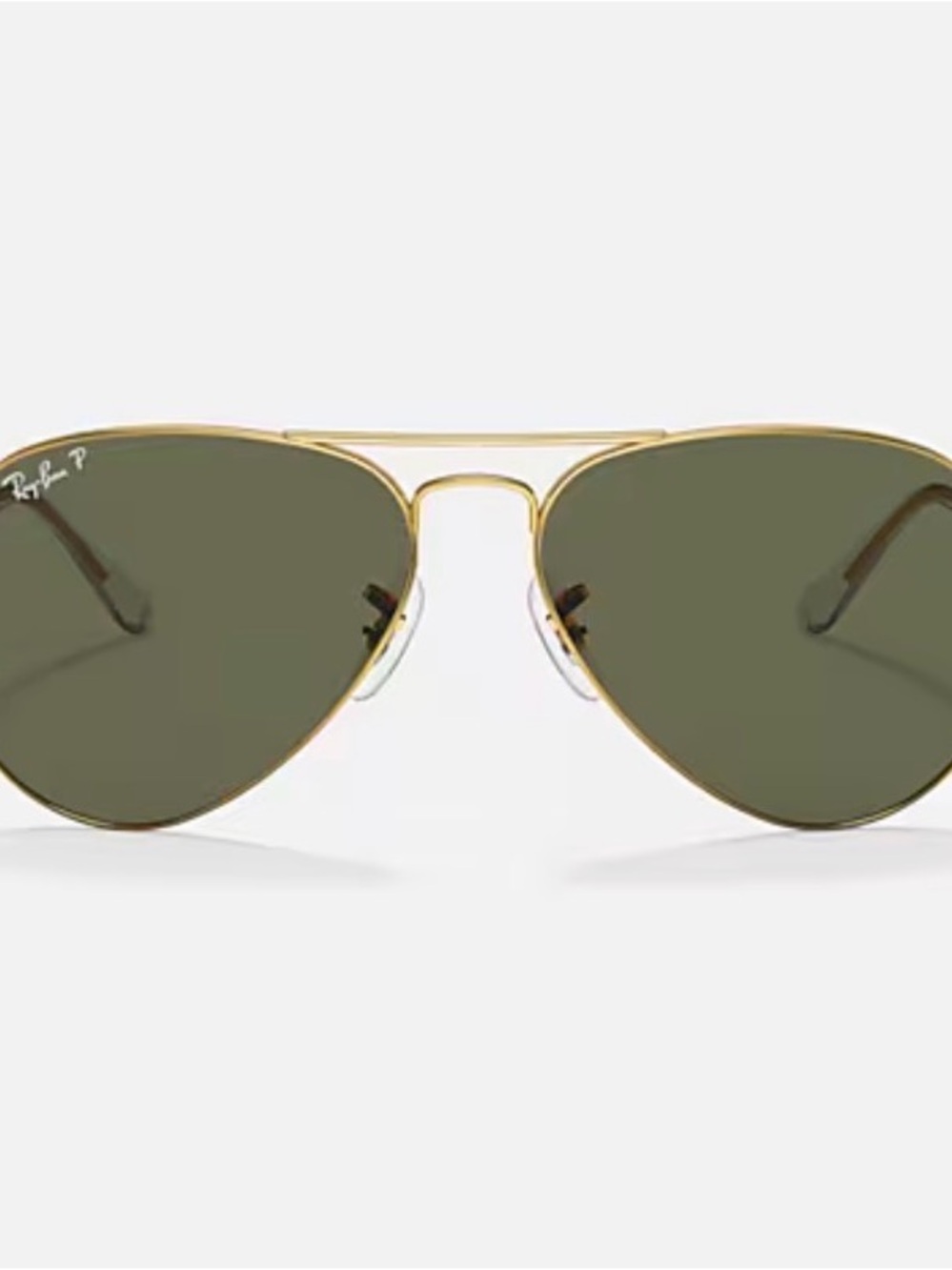 Ray-Ban Gold Aviator Sunglasses with Olive Green Lenses